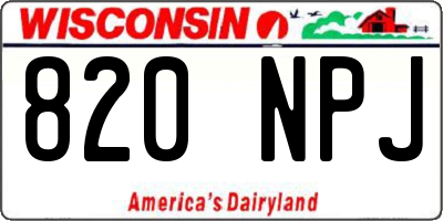 WI license plate 820NPJ