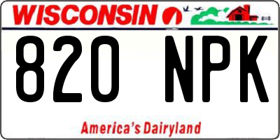 WI license plate 820NPK