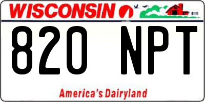 WI license plate 820NPT
