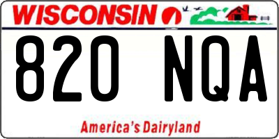 WI license plate 820NQA
