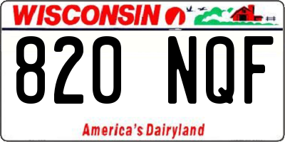 WI license plate 820NQF