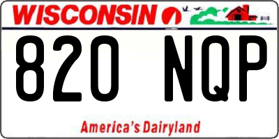 WI license plate 820NQP