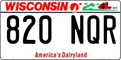 WI license plate 820NQR