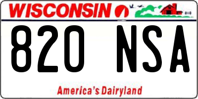 WI license plate 820NSA