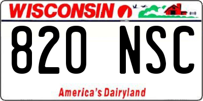 WI license plate 820NSC
