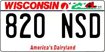 WI license plate 820NSD