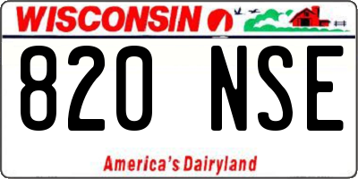 WI license plate 820NSE