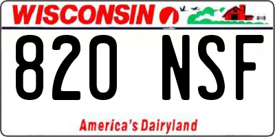 WI license plate 820NSF
