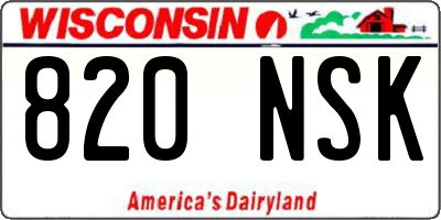 WI license plate 820NSK