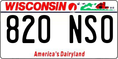 WI license plate 820NSO
