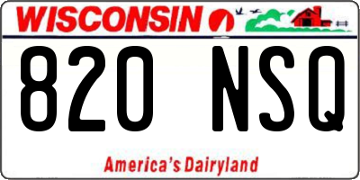 WI license plate 820NSQ