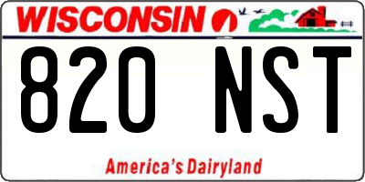 WI license plate 820NST