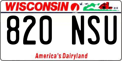 WI license plate 820NSU