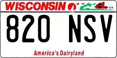 WI license plate 820NSV