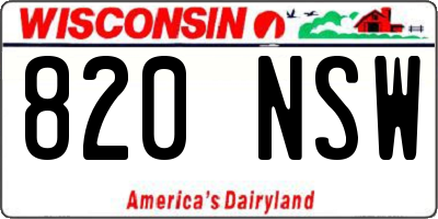 WI license plate 820NSW