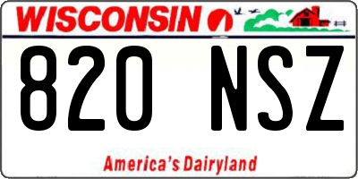 WI license plate 820NSZ