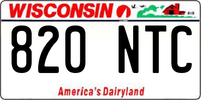 WI license plate 820NTC