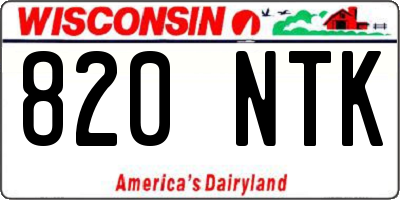 WI license plate 820NTK