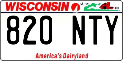 WI license plate 820NTY
