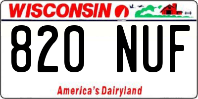 WI license plate 820NUF