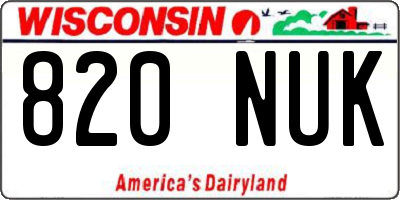 WI license plate 820NUK