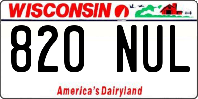 WI license plate 820NUL