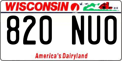WI license plate 820NUO