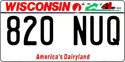 WI license plate 820NUQ