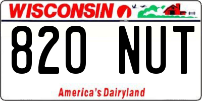 WI license plate 820NUT