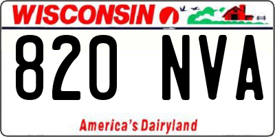 WI license plate 820NVA