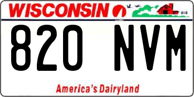 WI license plate 820NVM