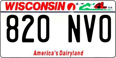 WI license plate 820NVO