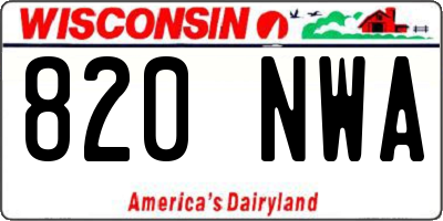 WI license plate 820NWA