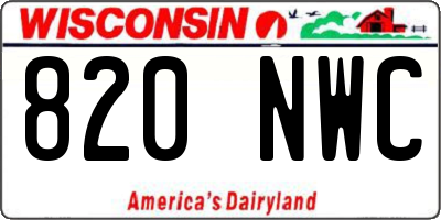 WI license plate 820NWC