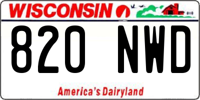 WI license plate 820NWD