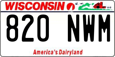 WI license plate 820NWM