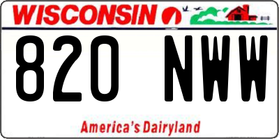 WI license plate 820NWW