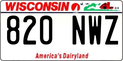 WI license plate 820NWZ