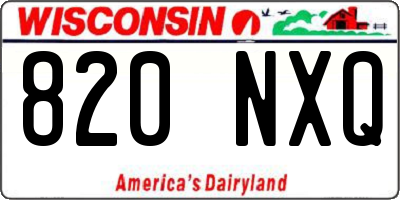 WI license plate 820NXQ