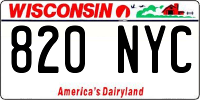 WI license plate 820NYC