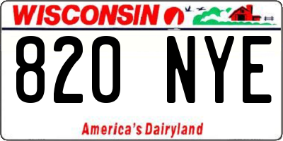 WI license plate 820NYE