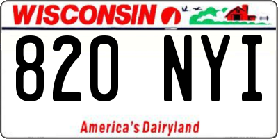 WI license plate 820NYI
