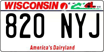WI license plate 820NYJ