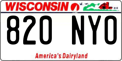 WI license plate 820NYO