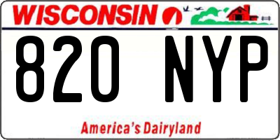 WI license plate 820NYP