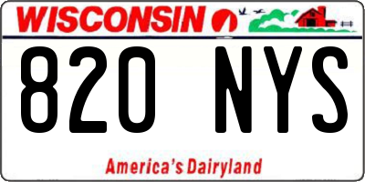 WI license plate 820NYS