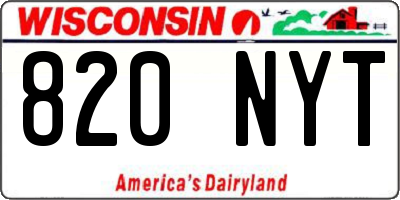 WI license plate 820NYT