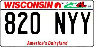 WI license plate 820NYY