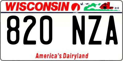 WI license plate 820NZA