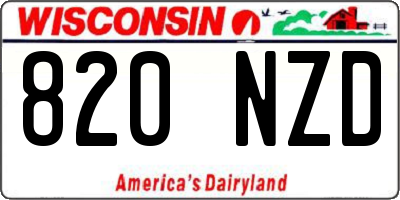 WI license plate 820NZD